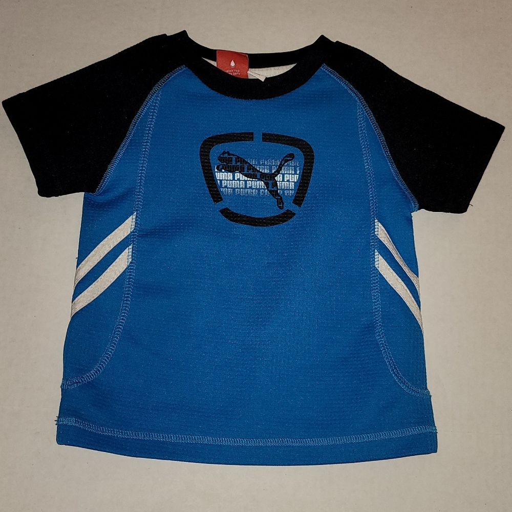 Puma Blue short sleeve Tshirt t shirt 2t White stripes Logo